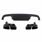 Rear Bumper Diffuser suitable for Mercedes S-Class W221 (2005-2013) Facelift S63 S65 Design with Black Exhaust Muffler Tips