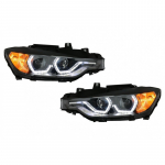 Angel Eyes Headlights LED DRL suitable for BMW 3 Series F30 F31 Sedan Touring (10.2011-05.2015) Black