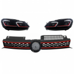 Central Grille Front Grille suitable for VW Golf 6 VI (2008-2012) with LED Headlights Flowing Dynamic Sequential Turning Lights