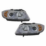 Headlights 3D LED Angel Eyes suitable for BMW E90 E91 (03.2005-08.2008) U-Type Chrome HID