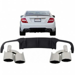 Rear Bumper Valance Air Diffuser Muffler Tips suitable for Mercedes C-class W204 AMG Sport Line (2012-2014) Limousine