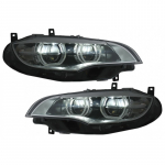 LED Headlights Xenon Angel Eyes 3D Dual Halo Rims suitable for BMW X6 E71 (2008-2012)