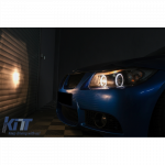 Priekiniai žibintai tinka BMW 3 Series E90 Sedan E91 Touring (03.2005-08.2008) Angel Eyes 2 Halo Ratlankiai Juodi