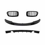 Front Bumper Spoiler with Central Grilles and Rear Diffuser Double Outlet for Single Exhaust suitable for BMW 3 Series F30 F31 (