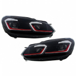 LED Headlights suitable for VW Golf 6 VI (2008-2013) With Facelift G7.5 GTI Look Red Flowing Dynamic Sequential Turning Lights L