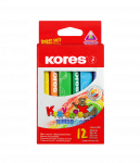 Va&scaron;kinės trikampės kreidelės KORES  JUMBO, 12 spalvų