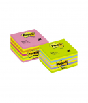 Lipnūs lapeliai Post-it Ledinukai kubas, 76 x 76 mm, 450 laplių, neoninių rausvų spalvų derinys