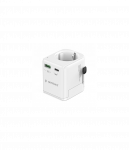 Gembird Grounded universal travel power adapter, 20 W | TPA-EU1A1C20-01-W