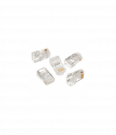 Modular plug 8P8C for solid LAN cable CAT5, UTP, 10 pcs. per bag | Modular 8P8C RJ45 plug, 30u&rdquo; gold plated, 3-fork internal con