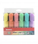 Teksto žymeklių rinkinys KORES BRIGHT LINER PLUS, 6 pastelinės spalvos