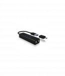 Raidsonic | 4 Port Hub with USB 3.0 Type-A, Type-C, Gigabit LAN | Icy Box IB-HUB1419-LAN