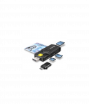 AXAGON Compact travel USB-A + USB-C contact Smart/ID card and SD/microSD/SIM card reader | CRE-SMP2A