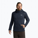 Vyri&scaron;kas žygio džemperis Jack Wolfskin Peak District Hooded Full Zip midnight sky