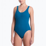 Moteri&scaron;kas vientisas maudymosi kostiumėlis Nike Shoreline Pucker Scoop Neck black