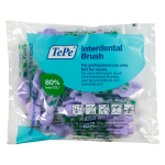Labai mink&scaron;ti violetiniai tarpdančių &scaron;epetėliai TePe 1.1mm, ISO 6, su dangteliu, 25 vnt.