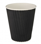 Vienkartinis puodelis RIPPLE Black, popierius/PE, 280 ml, D 80 x H 90 mm, 25 vnt