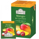 Žalioji arbata AHMAD Alu Mango & Lychee, 20 arbatos pakelių x 2 g