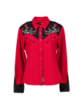 Stars & Stripes vintage women's red embroidered floral shirt