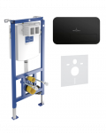 Potinkinio WC rėmo komplektas VILLEROY & BOSH ViConnect (4 in 1), juodas-matinis mygtukas, 922490AN