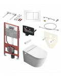 Pakabinamas unitazas su bidė funkcija TECE (10 in 1) SET2 Rimless su softclosing dangčiu ir potinkiniu rėmu bei mygtuku