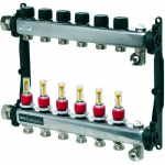 Reguliuojamo grindinio &scaron;ildymo kolektorius TECE floor 9 žiedų su srauto matuokliais