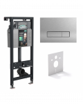 Potinkinio WC rėmo komplektas MEPA nextVIT 115 cm (4 in 1) su Orbit nerūdijančio plieno mygtuku