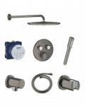 Potinkinis termostatinis du&scaron;o komplektas GROHE Grohtherm SmartControl 2 i&scaron;ėjimų, brushed hard graphite