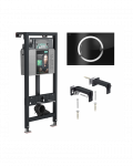 Potinkinio WC rėmo komplektas MEPA nextVIT 115 cm (3 in 1) su Zero Glass juodu mygtuku
