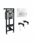 Potinkinio WC rėmo komplektas MEPA nextVIT 115 cm (3 in 1) su Orbit Glass baltu mygtuku