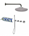 Potinkinė termostatinė du&scaron;o sistema PAFFONI Modular, bružintas nikelis