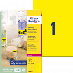 Lipnios etiketės Avery Zweckform, A4, 210x297mm, 25 lapai, neoninės geltonos spalvos
