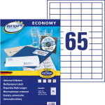 Lipnios etiketės Avery Europe, A4, 38x21,2mm, 65 etiketės lape, 100 lapų, baltos spalvos