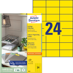 Lipnios etiketės Avery Zweckform, A4, 70x37mm, 100 lapų, 24 etiketės lape, geltonos spalvos