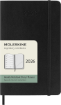 Kalendorius-užra&scaron;ų knygutė Moleskine 2026 9x14cm, savaitė, mink&scaron;tu vir&scaron;eliu, juodos spalvos