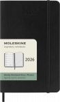 Kalendorius-užra&scaron;ų knygutė Moleskine 2026 9x14cm, savaitė, mink&scaron;tu vir&scaron;eliu, juodos spalvos