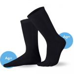 Knitido pir&scaron;tuotos antimikrobinės kojinės Dr.Foot Silver Protect ilgos juoda
