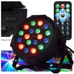 KOLOROFONAS LEMPA 18LED STROBOSKOPAS PROŽEKTORIUS DISKOTEKOMS IR VAKARĖLIAMS DMX REŽIMAI