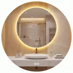 Apvalus LED vonios veidrodis 60 cm su Anti-Fog funkcija, 3 &scaron;viesos spalvomis ir ry&scaron;kumo reguliavimu