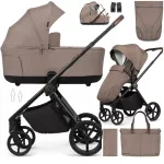 Venicci Claro 2.0 lengvas 2-in-1 vežimėlis, krep&scaron;ys, uždangalas, apsauga nuo lietaus, adapteriai, &bdquo;Almond&ldquo; spalva