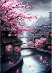 Diamond painting rinkinys &bdquo;Japonija &ndash; žydinti vy&scaron;nia&ldquo; su priedais