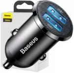 BASEUS spartus galingas automobilinis telefono įkroviklis 2x USB 4.8A 12-24V