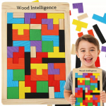 Medinė dėlionė Tetris Montessori galvosūkis vaikams 3D loginis žaidimas