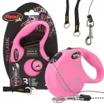 Automatinis pavadėlis &scaron;unims ir katėms FLEXI New Classic XS, 3 m iki 8 kg, rožinis