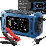 Qoltec 12 V 15 A akumuliatoriaus įkroviklis AGM GEL LiFePO4, LCD, &bdquo;Repair&ldquo; ir įkrovos palaikymo funkcijos