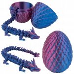 Kristalinis 3D spausdintas drakonas su kiau&scaron;iniu, lankstus, mėlynos-violetinės spalvos