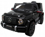 Mercedes-Benz G63, juodas, elektrinis automobilis vaikams, mink&scaron;ta eko-odos sėdynė, EVA ratai