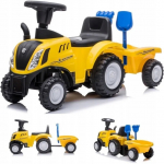 Vaiki&scaron;kas paspirtukas traktorius su priekaba New Holland geltonas