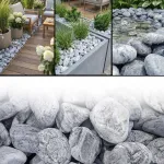 Dekoratyviniai sodo akmenukai OTOCZAK SILVER pilki sidabriniai 1 kg 4&ndash;8 cm