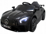 Juodas elektromobilis Mercedes GTR-S, mink&scaron;ti EVA ratai, odinė sėdynė, licencijuotas