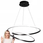 Modernus Smartled 2 žiedų pakabinamas LED &scaron;viestuvas, juodas